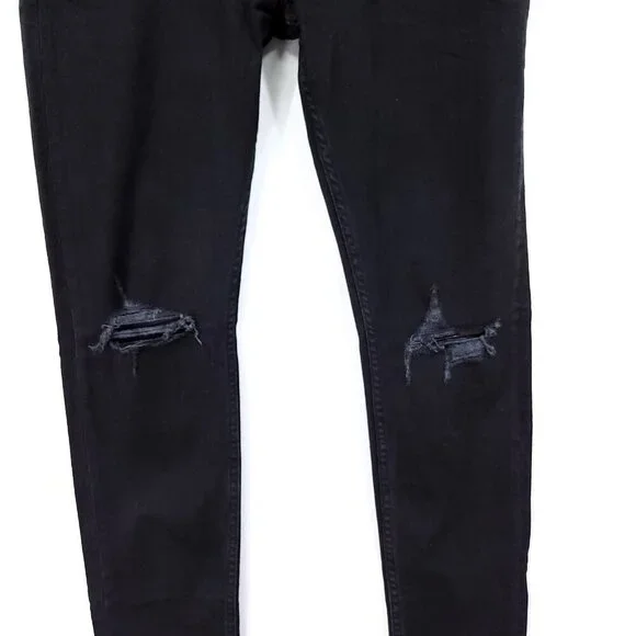 Rollas Stinger Skinny Fit Jeans Size 32x32 Distress Black Denim